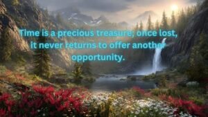Time is a precious treasure; once lost, it never returns to offer another opportunity.